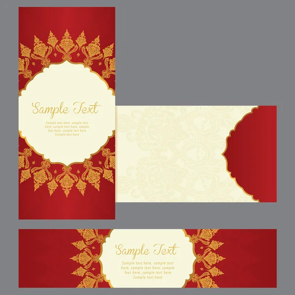Cartes de vœux de style oriental sur fond rouge bannière — Image vectorielle