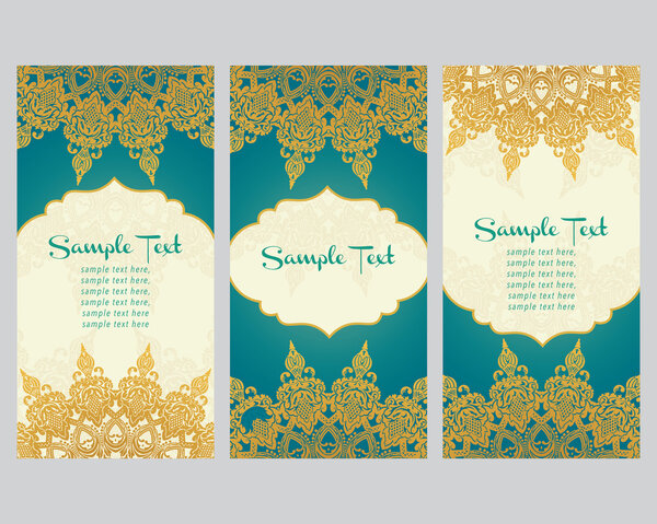 greeting cards  in east style on blue background