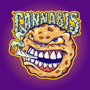 Cookies Smoke Cannabis Mascot Vector illustrations for your work Logo, mascot merchandise t-shirt, stickers and Label designs, poster, greeting cards advertising business company or brands.