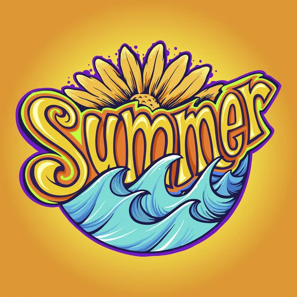 Summer Typeface Modern Tropical Vector Illustrations Your Work Logo Mascot — Vetor de Stock