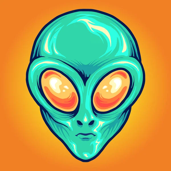 Alien Head Cartoon Mascot Vector Illustrations Your Work Logo Mascot — Stock vektor