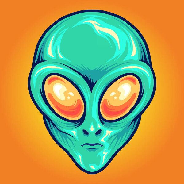 Alien Head Cartoon Mascot Vector illustrations for your work Logo, mascot merchandise t-shirt, stickers and Label designs, poster, greeting cards advertising business company or brands.