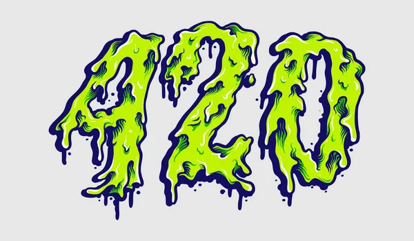 420 Cannabis Melt Typeface Vector Illustration Your Work Logo Mascot — 스톡 벡터
