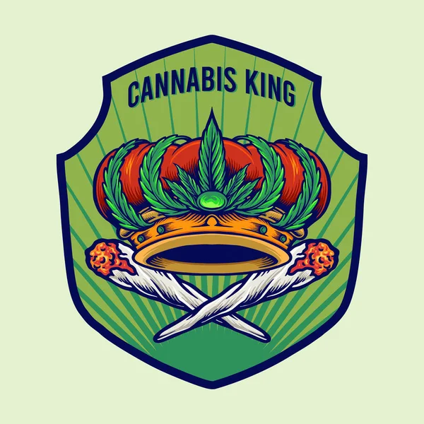 Cannabis King Crown Badge Logo Vector Illustrations Your Work Logo — Vettoriale Stock