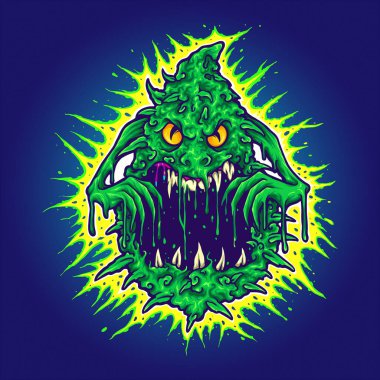 Ghost Cannabis Weed Monster Vector illustrations for your work Logo, mascot merchandise t-shirt, stickers and Label designs, poster, greeting cards advertising business company or brands.