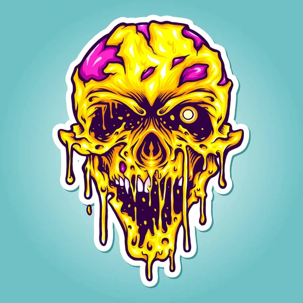 Head Yellow Zombie Horror Vector Illustrations Your Work Logo Mascot — Vettoriale Stock