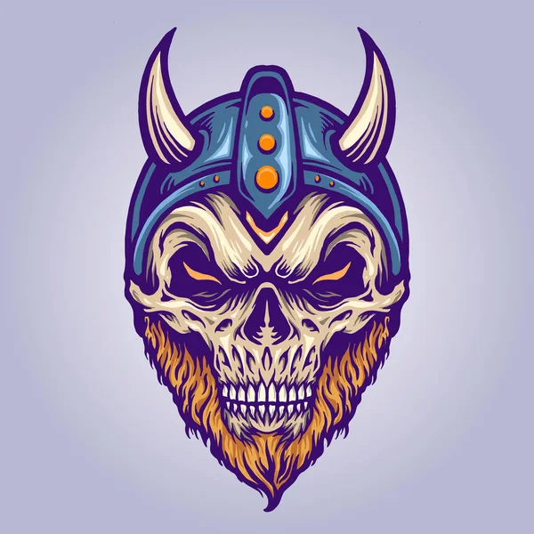 Viking Skull Head Horn Helm Vector Illustrationen Für Ihre Arbeit — Stockvektor