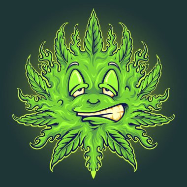 İş Logosu, maskot tişörtü, çıkartma ve etiket tasarımları, poster, tebrik kartı reklam şirketi veya markalar için Yeşil Ot Emoji Sun Maskot Vektör çizimleri.