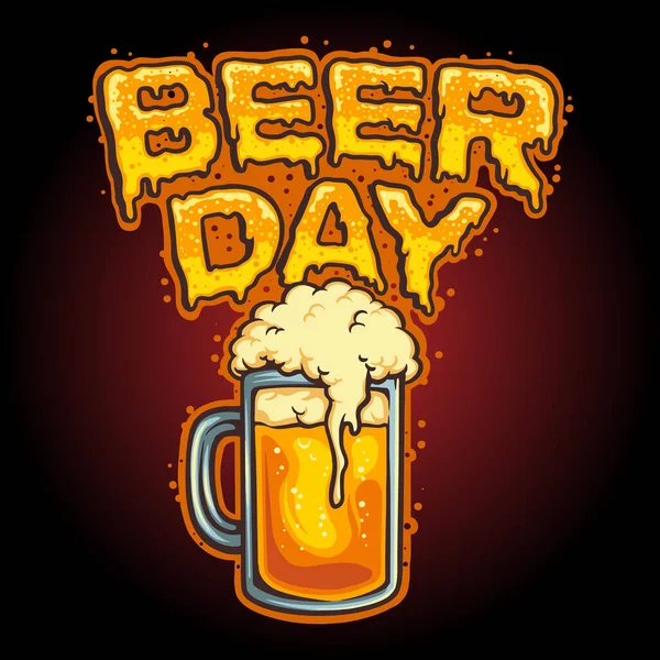 Happy Beer Day Glass Mascot Vector Ilustrações Para Seu Trabalho — Vetor de Stock