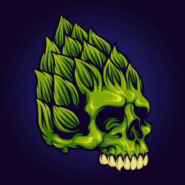 Hop Brewery Beer Skull Maskot Vector Ilustrace Pro Vaši Práci — Stockový vektor