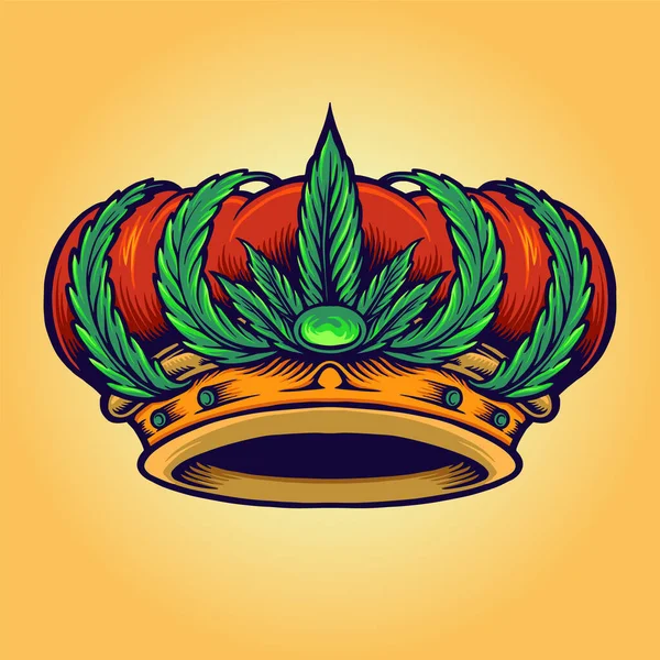 Logo King Kush Isolated Cannabis Crown Vector Illustrations Your Work — Stockový vektor