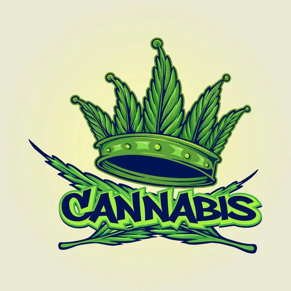Cannabis Crown Logo Hip Hop Style Vector Illustrationer För Ditt — Stock vektor