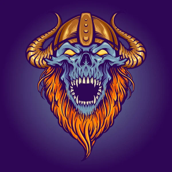 Zombie Angry Skull Horned Helm Vector Illustrationen Für Ihre Arbeit — Stockvektor