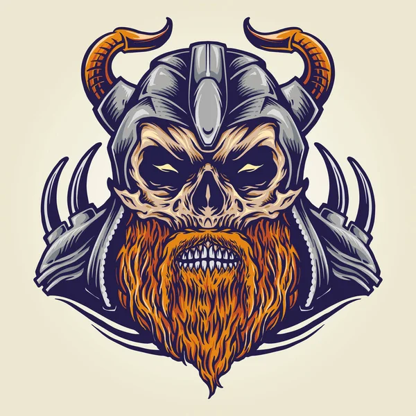 Casco Cuerno Militar Vikingo Ilustraciones Vectoriales Para Trabajo Logotipo Mascota — Vector de stock