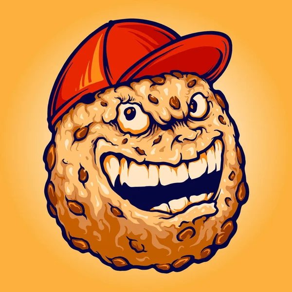 Smiley Choklad Cookies Kex Hatt Vektor Illustrationer För Ditt Arbete — Stock vektor
