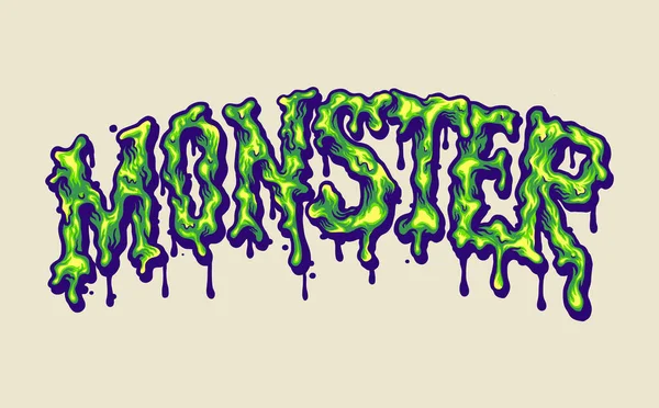 Melted Monster Font Lettering Hand Vector Ilustrações Para Seu Trabalho —  Vetores de Stock