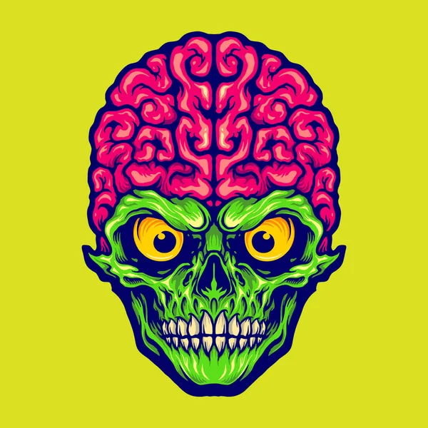 Våra Brains Skull Mascot Logo Vector Illustrationer För Ditt Arbete — Stock vektor