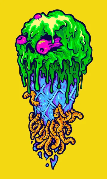 Ürkütücü dondurma külahı korku vektör çizimleri iş logonuz için, maskot tişörtü, çıkartma ve etiket tasarımları, poster, tebrik kartı reklam şirketi veya markalar için.