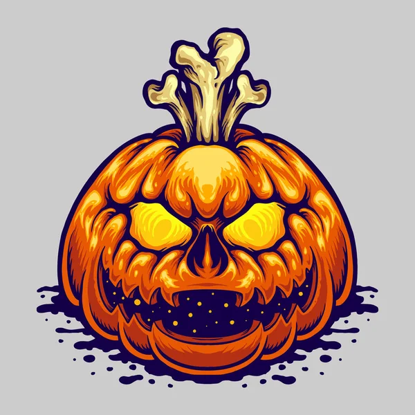 Halloween Jack Lantern Bones Vector Illustration Your Work Logo Mascot — 스톡 벡터