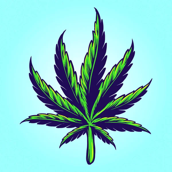 Medical Hand Drawed Cannabis Leaf Διάνυσμα Εικονογραφήσεις Για Έργο Σας — Διανυσματικό Αρχείο