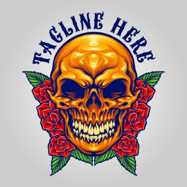 İş Logosu, maskot tişörtü, çıkartma ve etiket tasarımları, poster, tebrik kartı reklam şirketi veya markalar için Ölü Meksika Şeker Kafatası Vektör Çizimleri Günü.