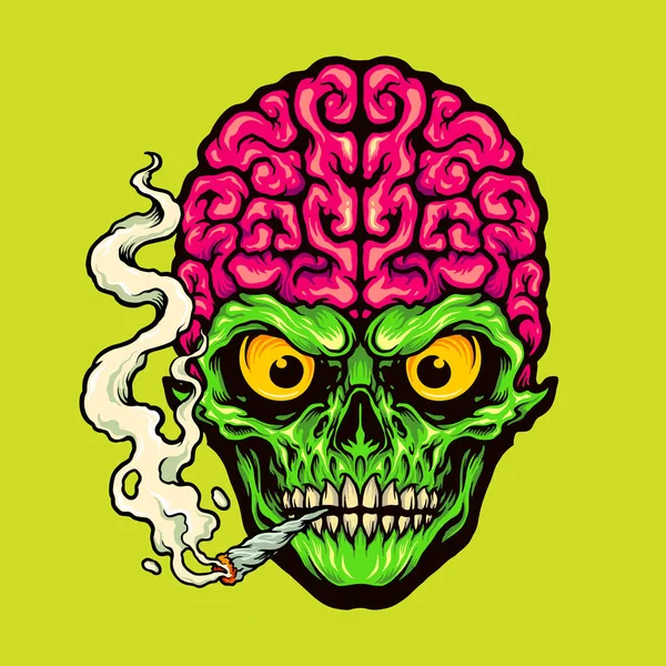 Smoking Skull Weed Cigarette Vector Illustrations Your Work Logo Mascot — Stock Vector