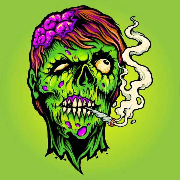 Monster Cigarette Weed Halloween Vector Ilustraciones Para Trabajo Logotipo Mascota — Vector de stock