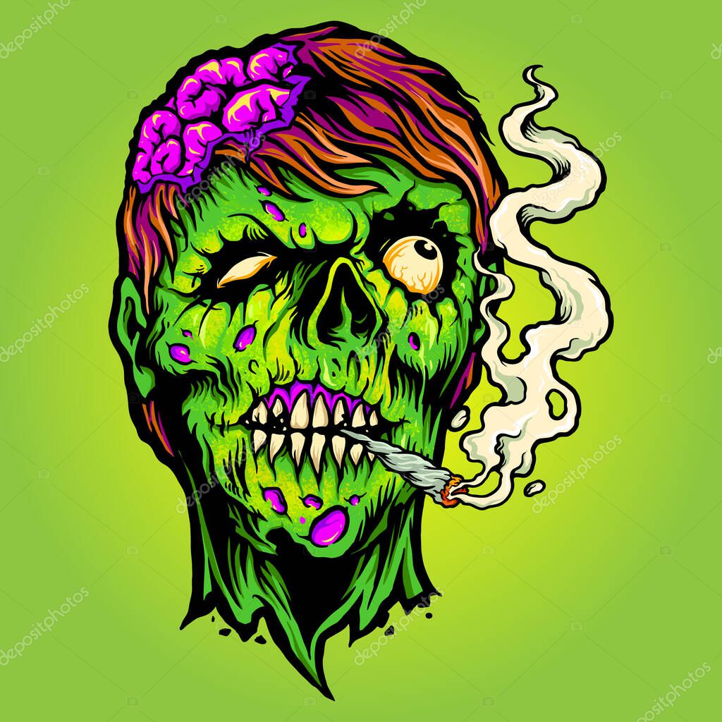Monster Cigarette Weed Halloween Vector illustrations for your work Logo, mascot merchandise t-shirt, stickers and Label designs, poster, greeting cards advertising business company or brands.