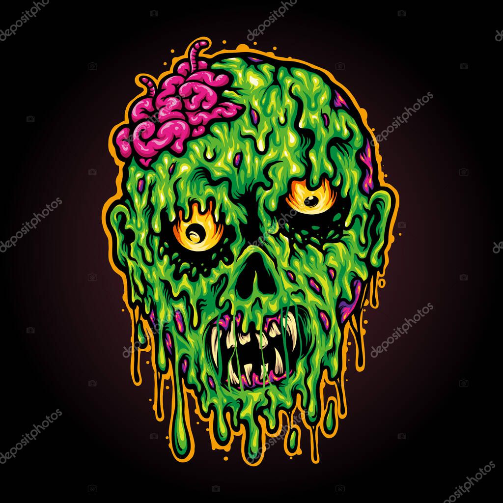 Head  Zombie Horror Halloween Vector illustrations for your work Logo, mascot merchandise t-shirt, stickers and Label designs, poster, greeting cards advertising business company or brands.