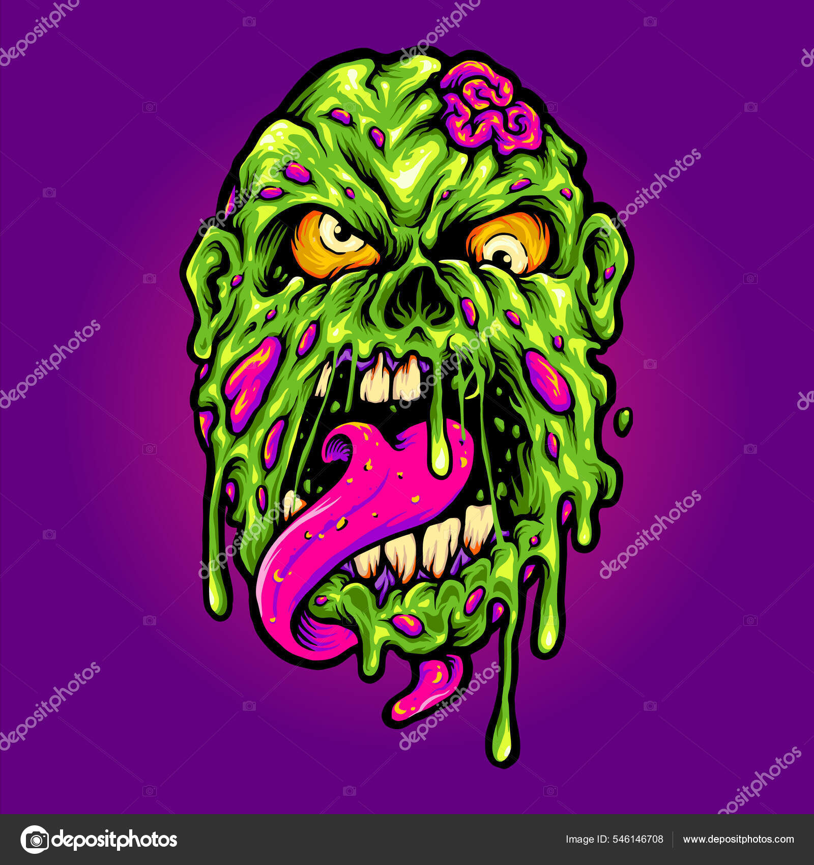 Zombie Head Horror Dibujos Animados Vector Ilustraciones Para Trabajo Logo  Vector de stock #546146708 de ©artgrarisstudio.gmail.com, image size:1600x1700