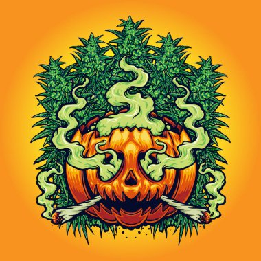 Cadılar Bayramı Jack O Lantern Kenevir Arkaplan Vektörü Logosu, maskot tişörtü, çıkartma ve etiket tasarımları, poster, tebrik kartı reklam şirketi veya markalar için illüstrasyonlar.