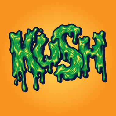 İş Logonuz için Kush Yazı tipi Eritme Vektörü illüstrasyonları, maskot tişörtü, çıkartmalar ve etiket tasarımları, poster, tebrik kartları reklam şirketi veya markalar.