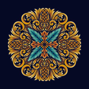 Ananas mandala Yaz Süslemeleri Çalışma Logonuz, maskot ürünleri tişörtü, çıkartmalar ve etiket tasarımları, poster, tebrik kartı reklam şirketi veya markalar için desenler.