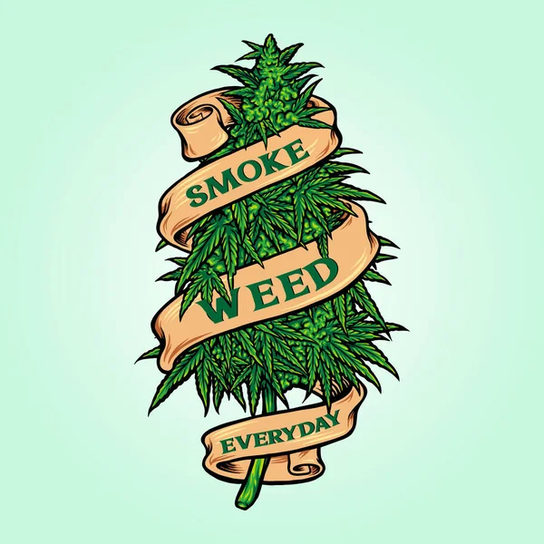 Smoke Weed Everyday Cannabis Plants Vector Illustration Your Work Logo — 스톡 벡터