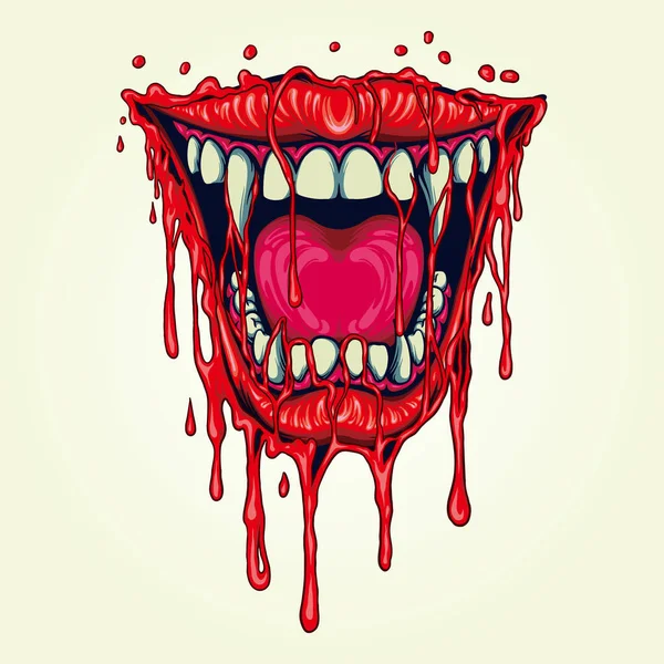 Lips Vampire Melting Bloody Vector Illustrations Your Work Logo Maskot — Stockový vektor