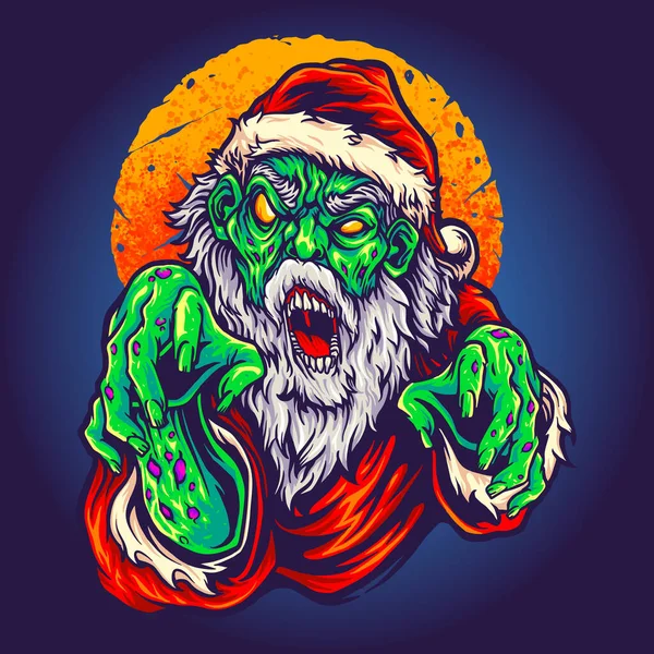 Santa Claus Attack Scream Zombie Illustrations Vectorielles Pour Votre Travail — Image vectorielle