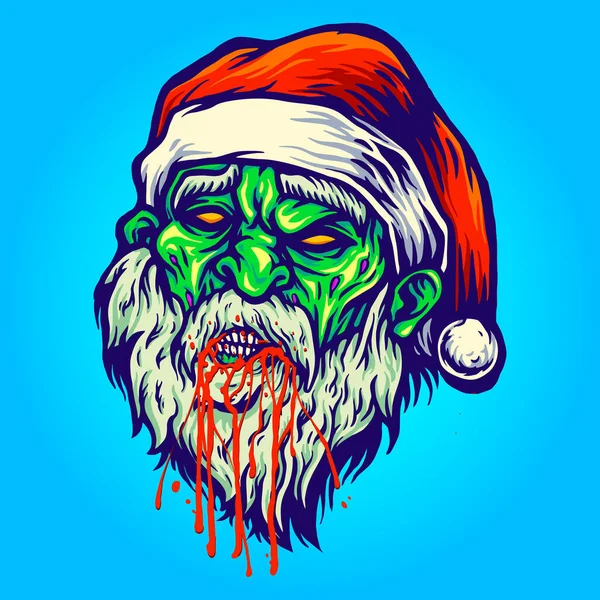 Santa Claus Head Zombie Bloods Illustrations Vectorielles Pour Votre Travail — Image vectorielle