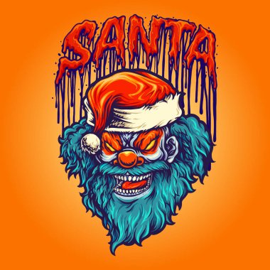 Ürkütücü Palyaço Mutlu Noel Maskot Vektör çizimleri iş logonuz, maskot tişörtü, çıkartmalar ve etiket tasarımları, poster, tebrik kartları reklam şirketi veya markalar için..