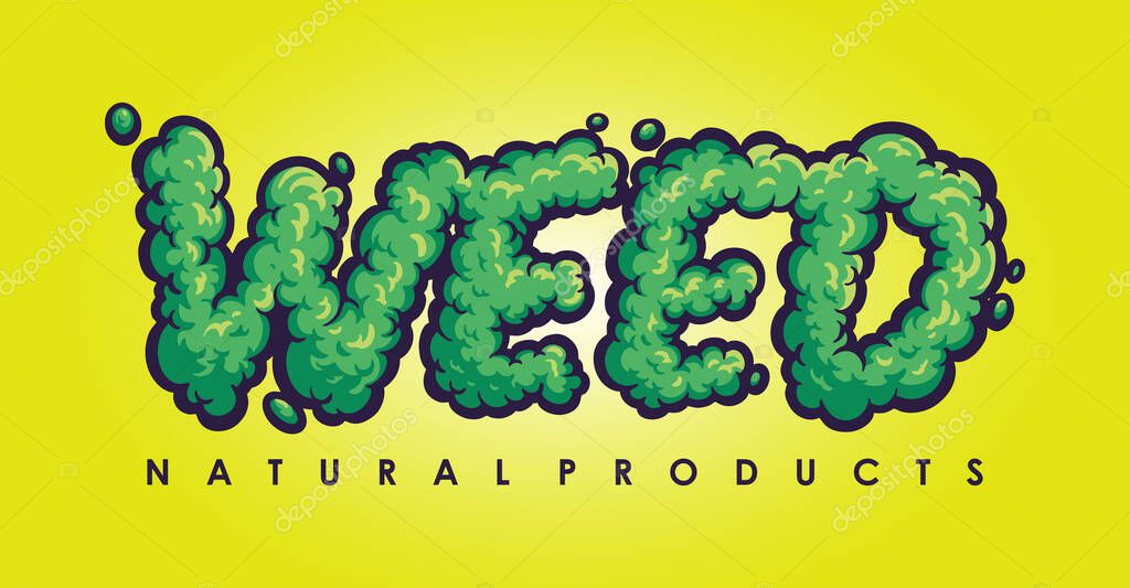 Weed Word Lettering Natural Decorative Vector illustrations for your work Logo, mascot merchandise t-shirt, stickers and Label designs, poster, greeting cards advertising business company or brands.