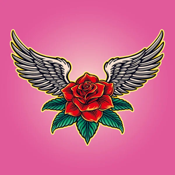 Angel Roses Wing Love Valentine Symbol Vektorové Ilustrace Pro Vaši — Stockový vektor