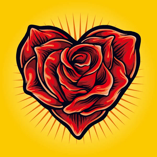 Rose Formano Love Blooming Beautiful Symbol San Valentino Illustrazioni Vettoriali — Vettoriale Stock