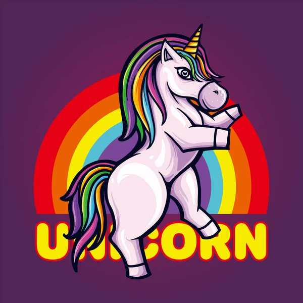 Cute Unicorn Kuda Pony Rainbow Vector Ilustrasi Untuk Pekerjaan Anda - Stok Vektor