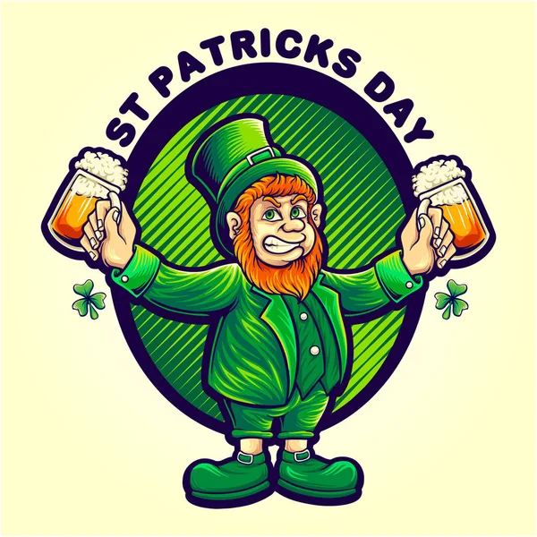 Happy Patricks Day Beer Party Vector Illustrations Your Work Logo — Stock Vector