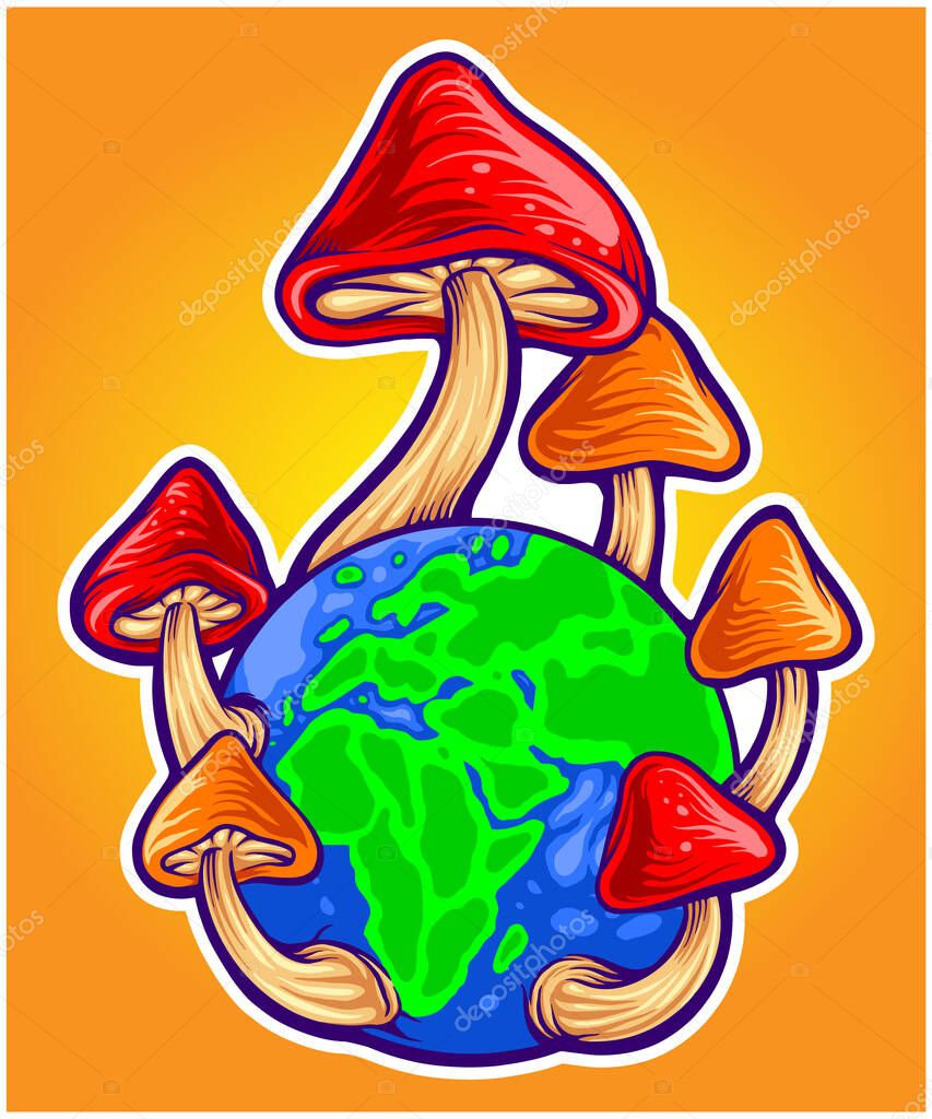 Celebrate international world mushrooms day vector illustrations for your work logo, merchandise t-shirt, stickers and label designs, poster, greeting cards advertising business company or brands