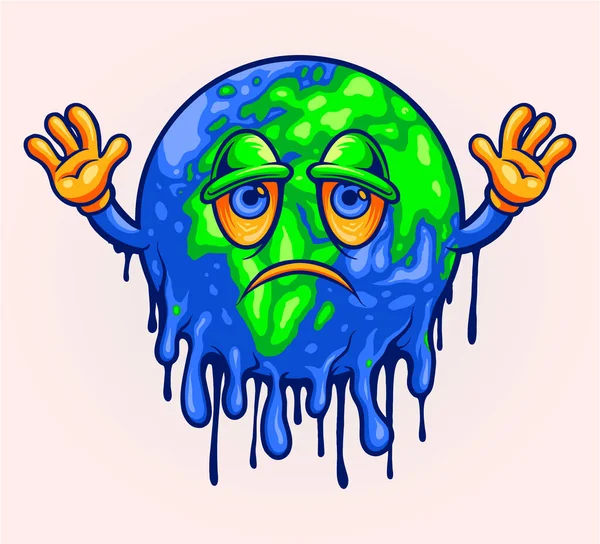 Happy World Earth Day Con Ilustraciones Vectores Globo Fundido Para — Vector de stock