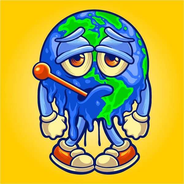 Feliz Día Mundial Tierra Con Termómetro Globo Vectorial Ilustraciones Para — Vector de stock