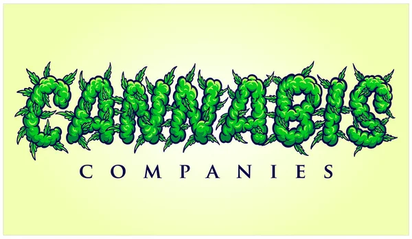 Cannabis Word Lettering Con Illustrazioni Vettoriali Effetto Fumo Vostro Logo — Vettoriale Stock