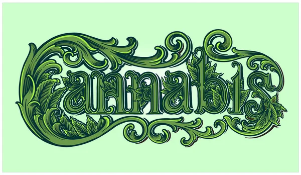 Classic Luxury Cannabis Word Lettering Vector Illustrations Your Work Logo — Stock vektor