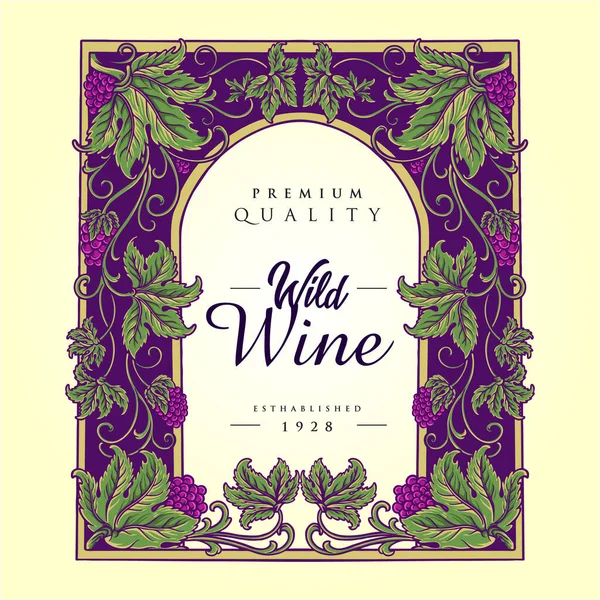 Vintage Luxury Wine Floral Labels Vector Illustrations Your Work Logo — Vector de stock