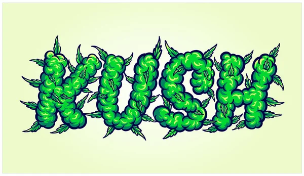 Word Lettering Kush Smoke Ornate Vector Illustrations Your Work Logo —  Vetores de Stock